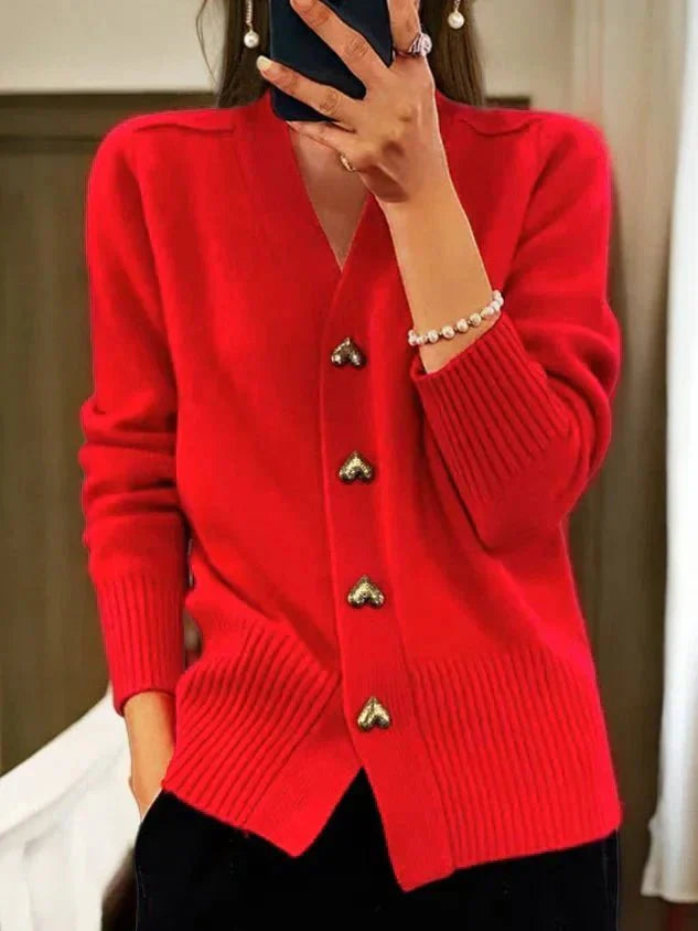 Martine | Luxe Cashmere Vest with Heart Button Closure