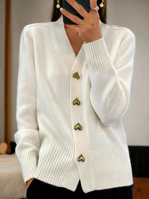 Martine | Luxe Cashmere Vest with Heart Button Closure