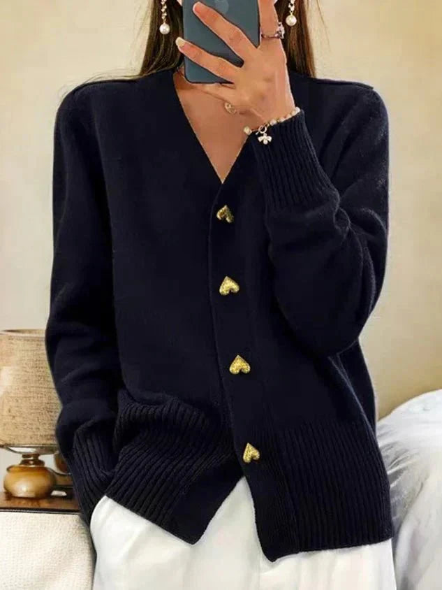 Martine | Luxe Cashmere Vest with Heart Button Closure