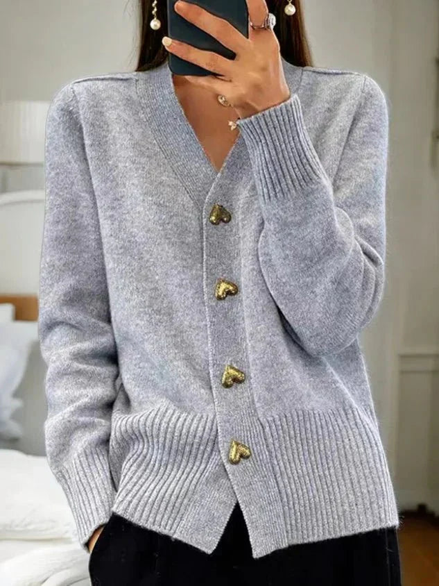 Martine | Luxe Cashmere Vest with Heart Button Closure