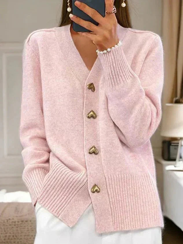 Martine | Luxe Cashmere Vest with Heart Button Closure