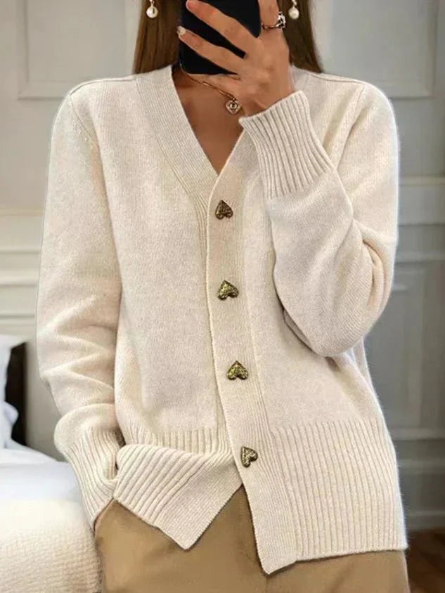 Martine | Luxe Cashmere Vest with Heart Button Closure